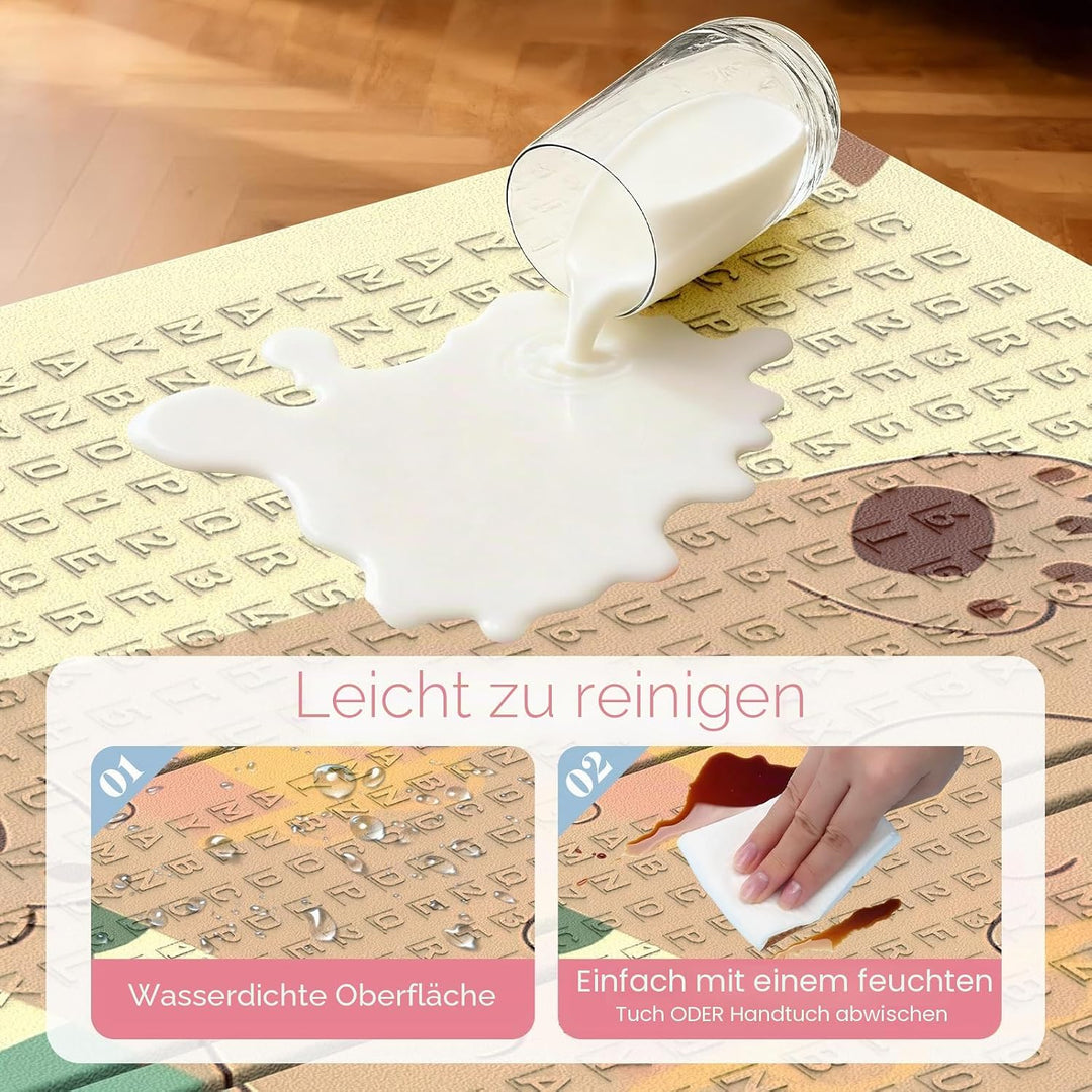 Krabbelmatte 180x120cm – Baby Spielmatte doppelseitig, Krabbeldecke aus XPE 1cm, faltbar, wasserdich
