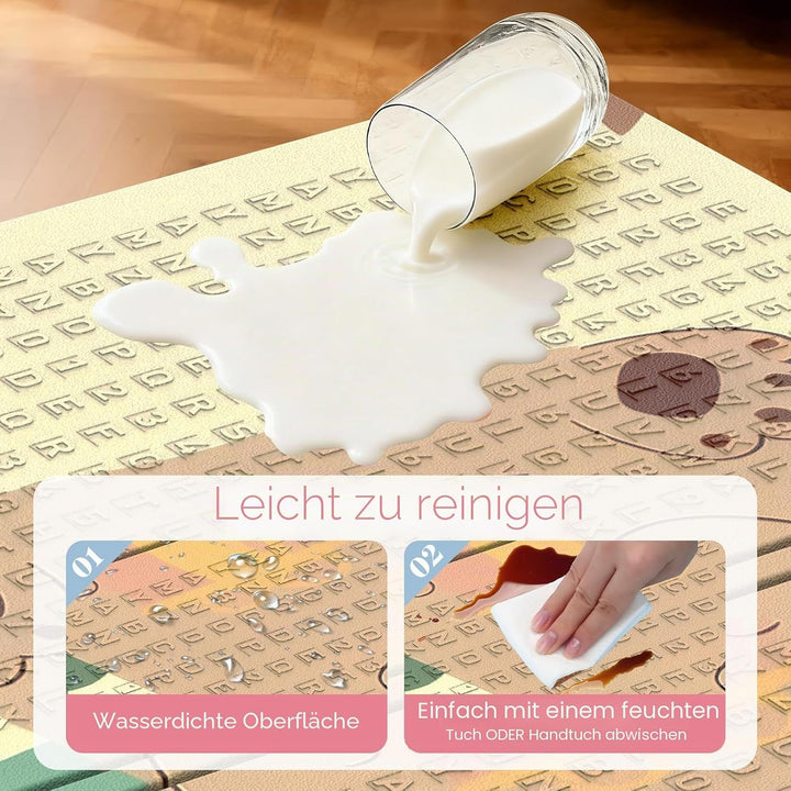 Krabbelmatte 180x120cm – Baby Spielmatte doppelseitig, Krabbeldecke aus XPE 1cm, faltbar, wasserdich