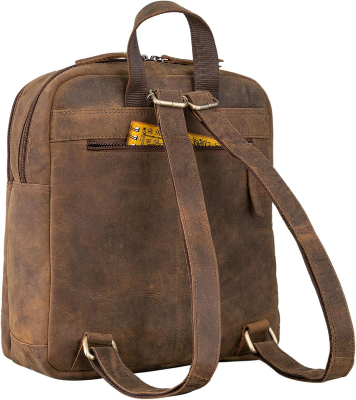 ROYALZ 'Baltimore' Vintage Lederrucksack Mittel-Gross - Echtleder Rucksack für Damen und Herren Neva