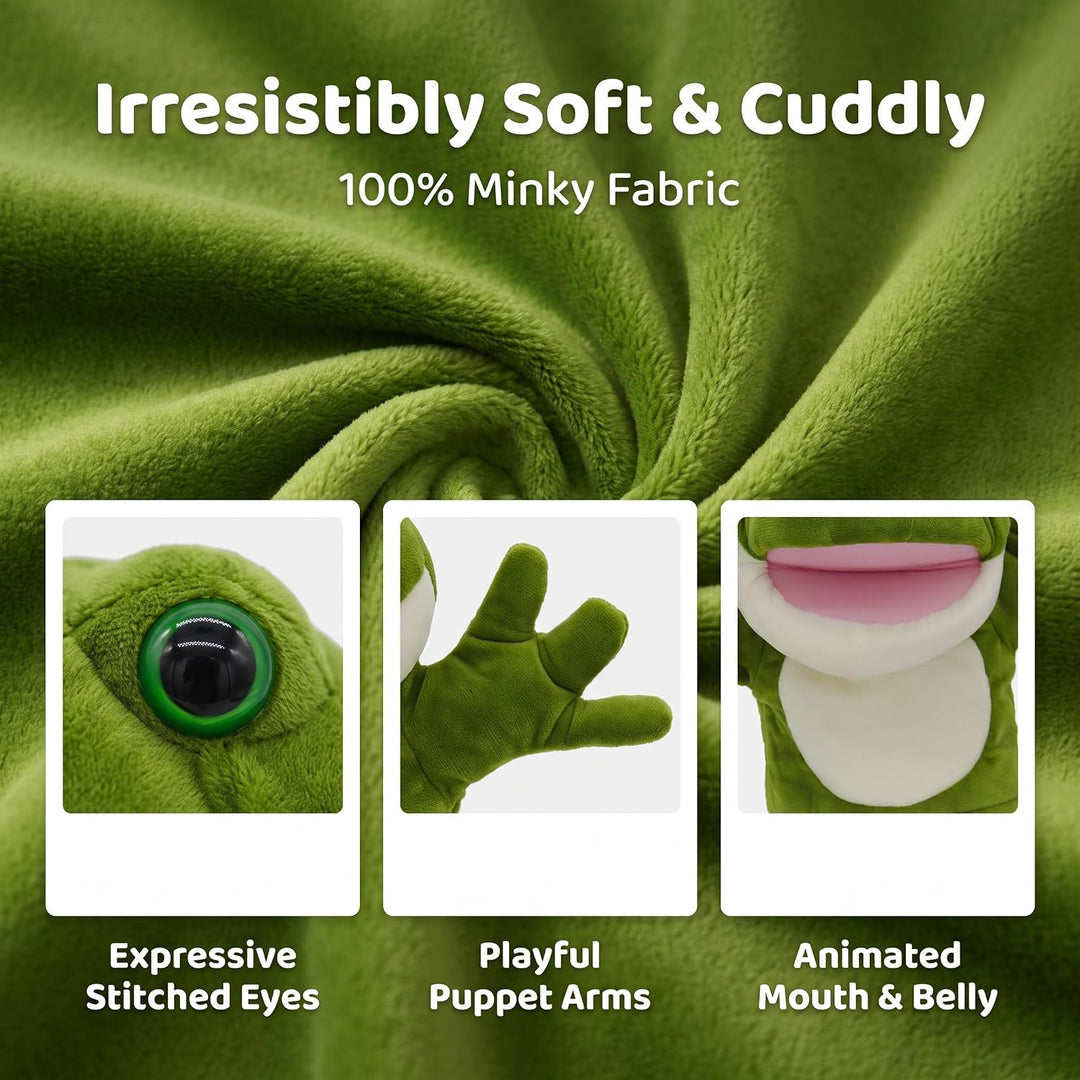 lilizzhoumax Frosch Kuscheltier, Simuliertes Tier Frosch Handpuppe aus Plüsch, Kawaii Niedliches Rol