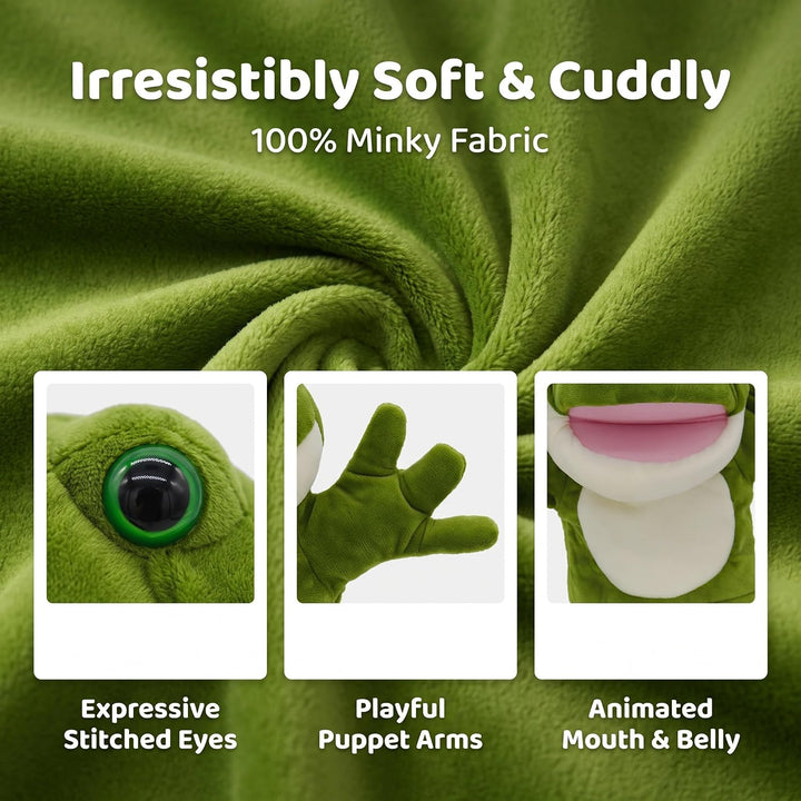 lilizzhoumax Frosch Kuscheltier, Simuliertes Tier Frosch Handpuppe aus Plüsch, Kawaii Niedliches Rol