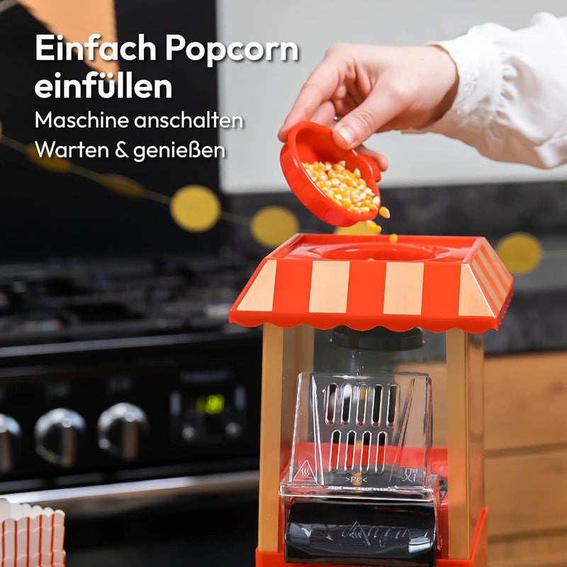 Gadgy Popcorn Maschine Heissluft - Retro Popcorn Maker - Fettfreies Ölfreies Pop Corn - Gesunder Maï