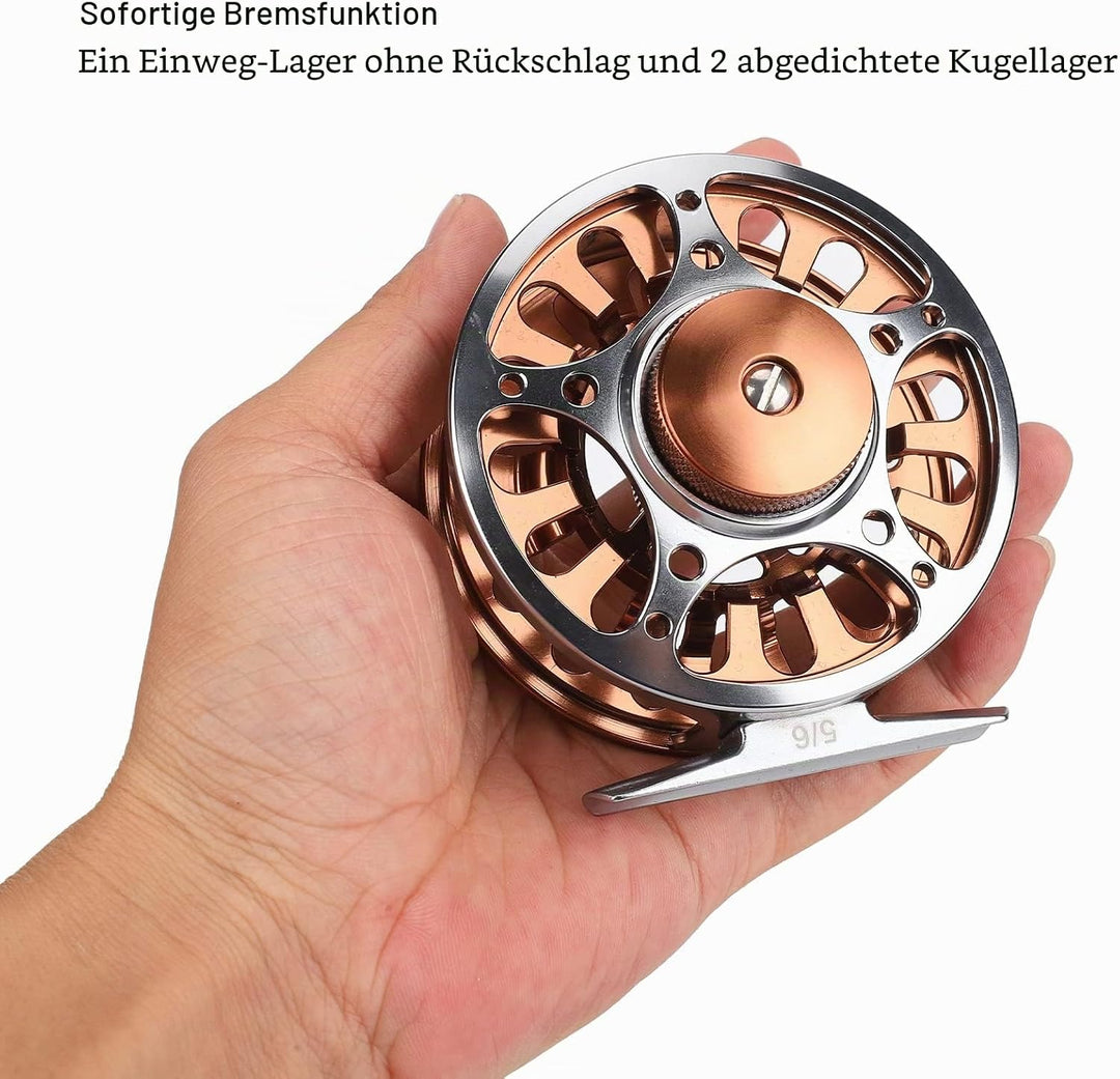 Alomejor Doppelte Farbe 5/6 Fliegenrollen CNC-gefräste Aluminiumlegierung 3 Lager Fliegenfischerrad