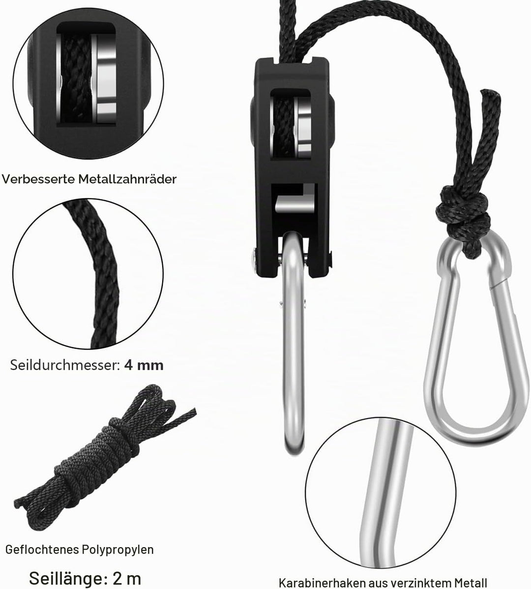 BOSYTRO 6 Paar 12 Stück 1/8 Zoll Ratchet Hanger Heavy Duty Einstellbare Ratsche Seil Aufhänger für G