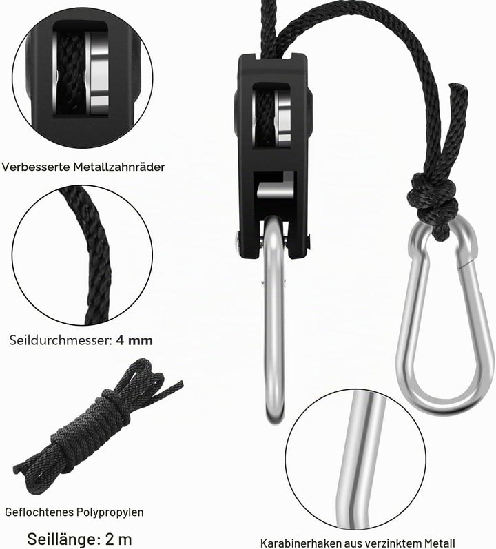 BOSYTRO 6 Paar 12 Stück 1/8 Zoll Ratchet Hanger Heavy Duty Einstellbare Ratsche Seil Aufhänger für G