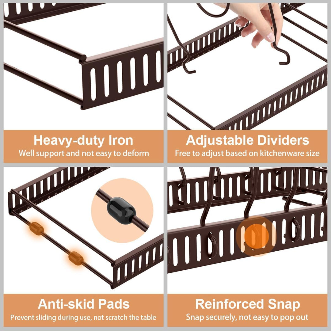 Housolution Pfannenhalter für Schublade, Erweiterbarer Topfdeckelhalter mit 14 Verstellbaren Teiler,