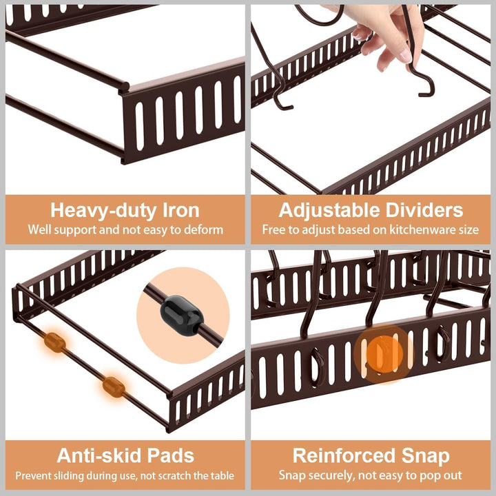 Housolution Pfannenhalter für Schublade, Erweiterbarer Topfdeckelhalter mit 14 Verstellbaren Teiler,