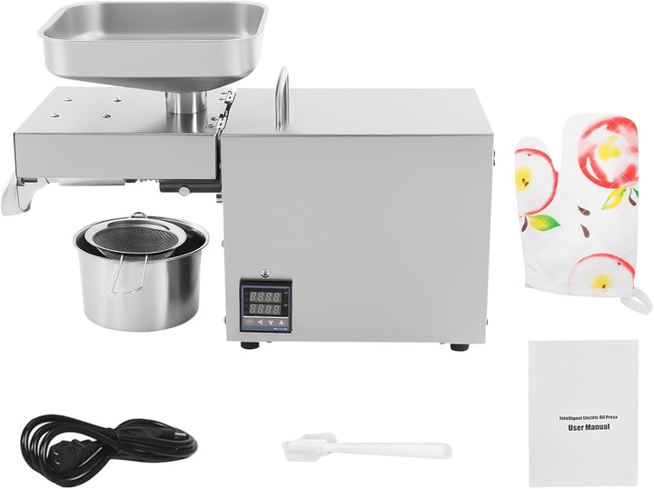 1500W Automatische Ölpresse Maschine Edelstahl Elektrisch Ölpresse mit LCD Anzeige 6-Gang-Smart-Heiz