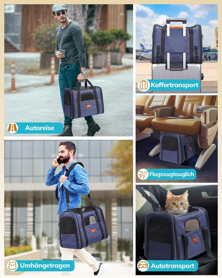 Morpilot Katzentransportbox für grosse Katzen und Welpen bis 7kg, Katzenbox Hundetasche mit Sicherhe