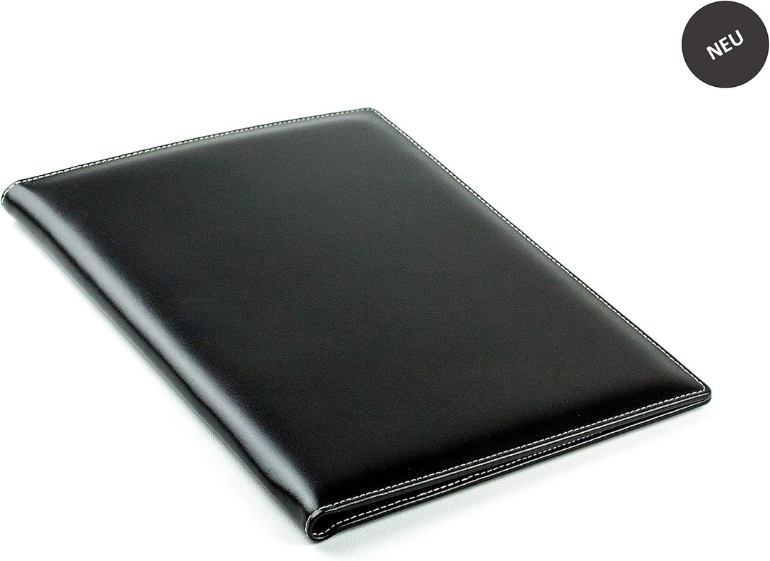DELMON VARONE - Personalisierbare Klemmbrett Mappe DIN A4 Cambridge Top Grain Leder Schwarz - Organi