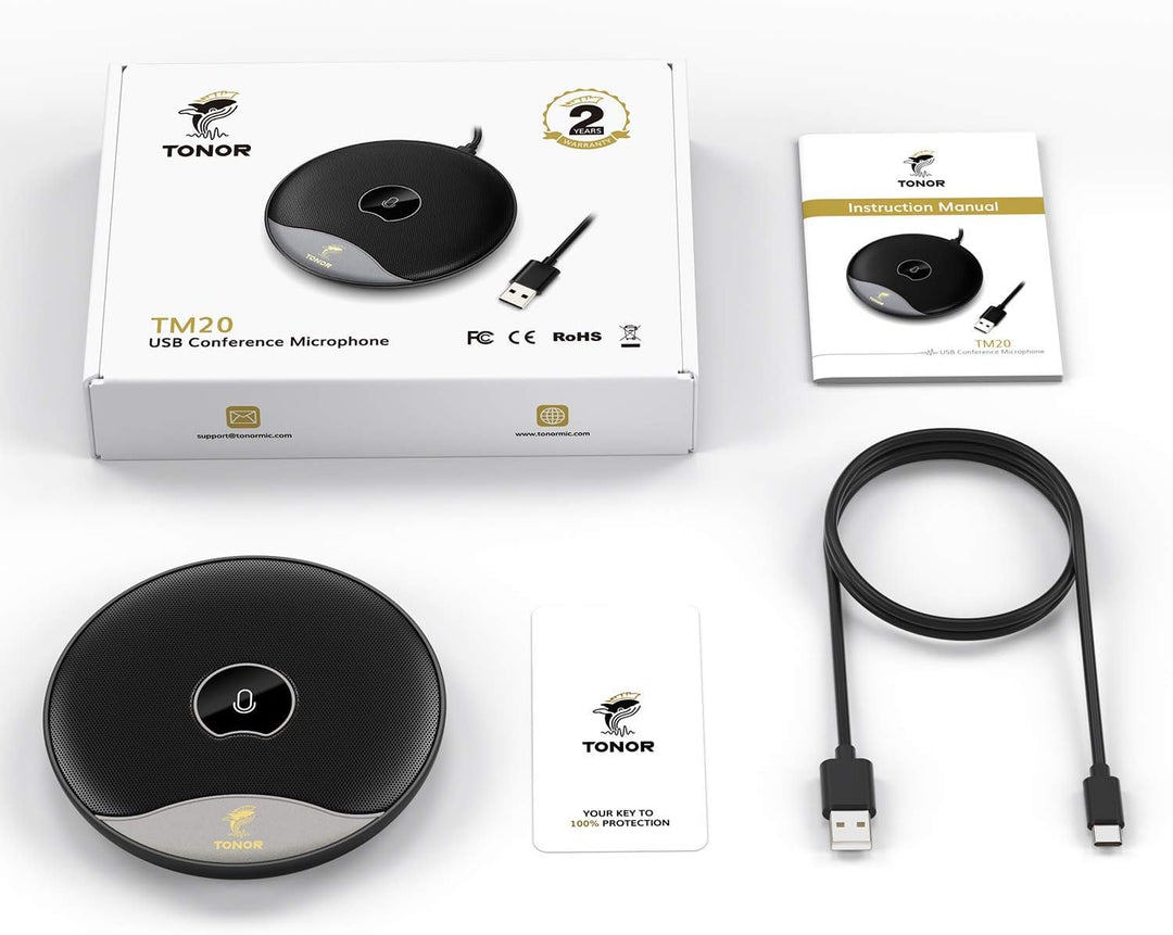 TONOR USB Konferenzmikrofon, 360 Grad omnidirektionales PC Computer Kondensator Mikrofon mit Stummsc