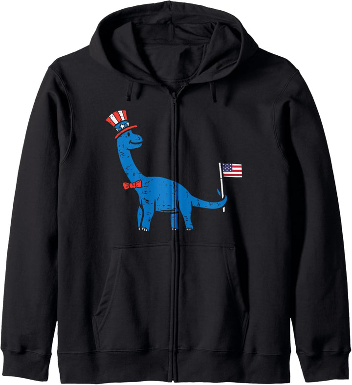 Brontosaurus Dinosaur American Flag USA 4th Of July Animal Kapuzenjacke