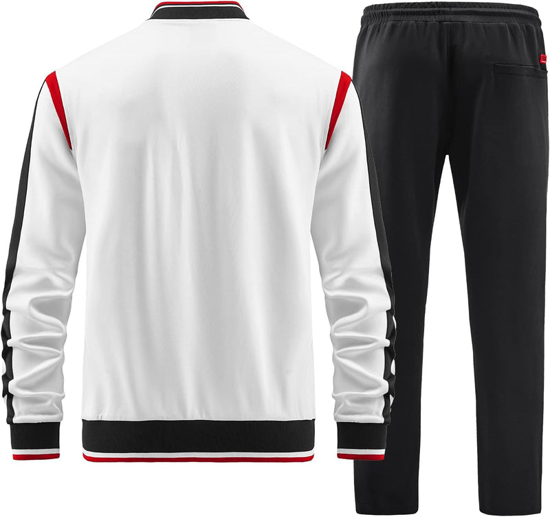 W JIANWANG Herren Trainingsanzug und Jogginganzug - Sportanzug für Männer mit Langarm Reissverschlus