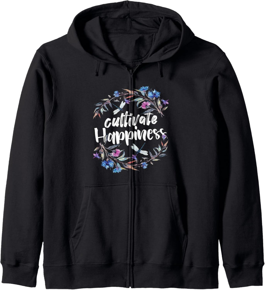Cultivate Happiness - Watercolor Quote Saying Kapuzenjacke