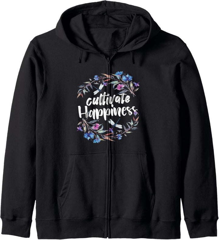 Cultivate Happiness - Watercolor Quote Saying Kapuzenjacke