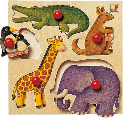 Selecta 62046 Zoo Holzpuzzle, 5 Teile