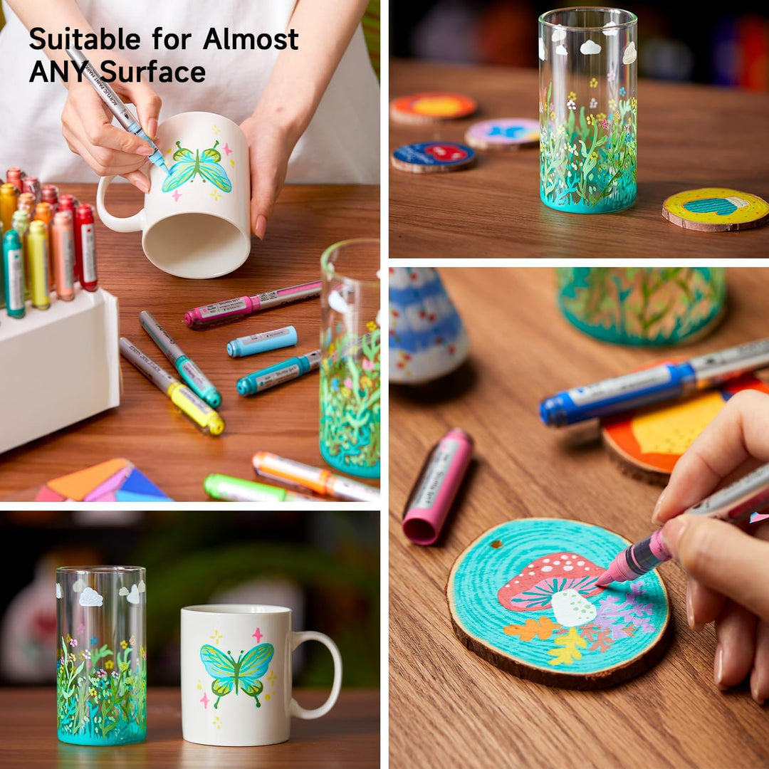 Shuttle Art 48 Farben Acrylstifte für Steine wasserfest, Steine bemalen Stifte Set mit automatischer