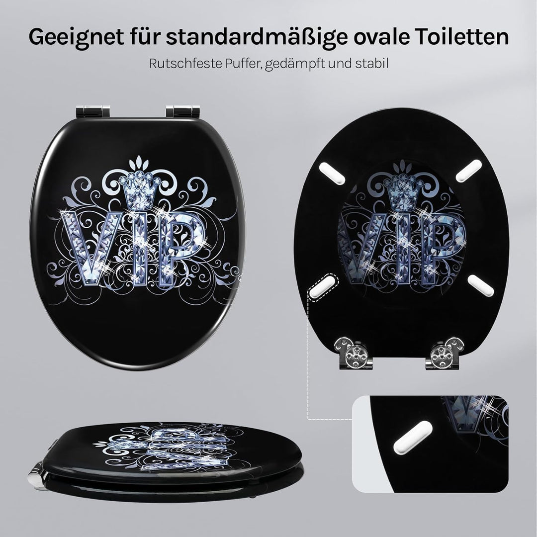 WOLTU #2 Premium WC-Sitz Toilettensitz mit Absenkautomatik, MDF Holzkern, Softclose Scharnier, Desgi
