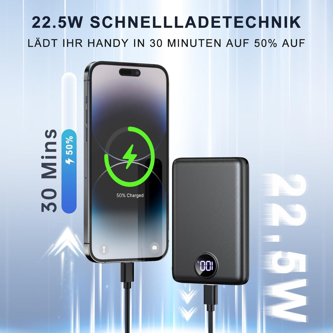 Power Bank Fast Charging 15000mAh, 22.5W Portable Charger(USB-C Input & Output), PD 3.0 QC 3.0 Exter