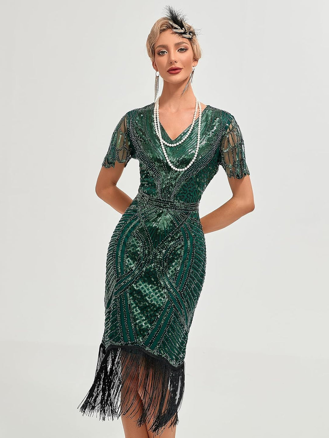 1920s Kleid Damen Flapper Charleston Kleid Gatsby Pailletten Cocktail Abschlussballkleid Party Kostü