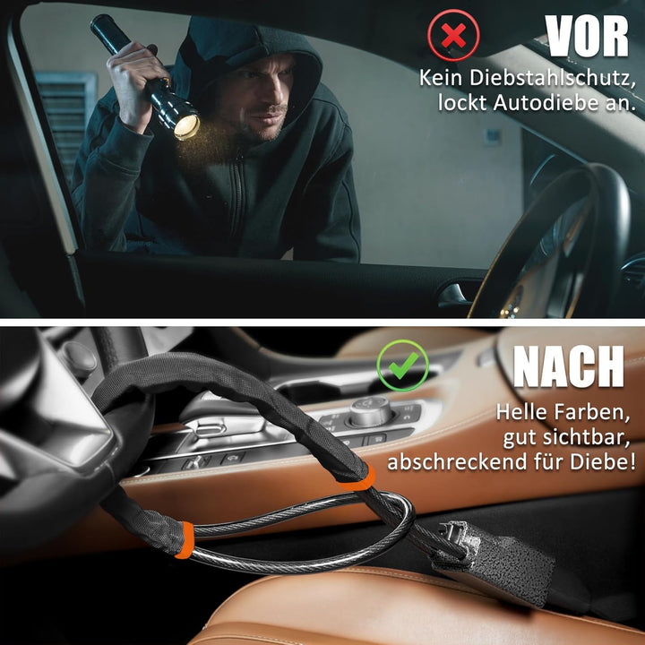 Tevlaphee Lenkradkralle Aufgerüstetes, Lenkradschloss für Auto, Metallkopf, Sichtbares Auto-Diebstah