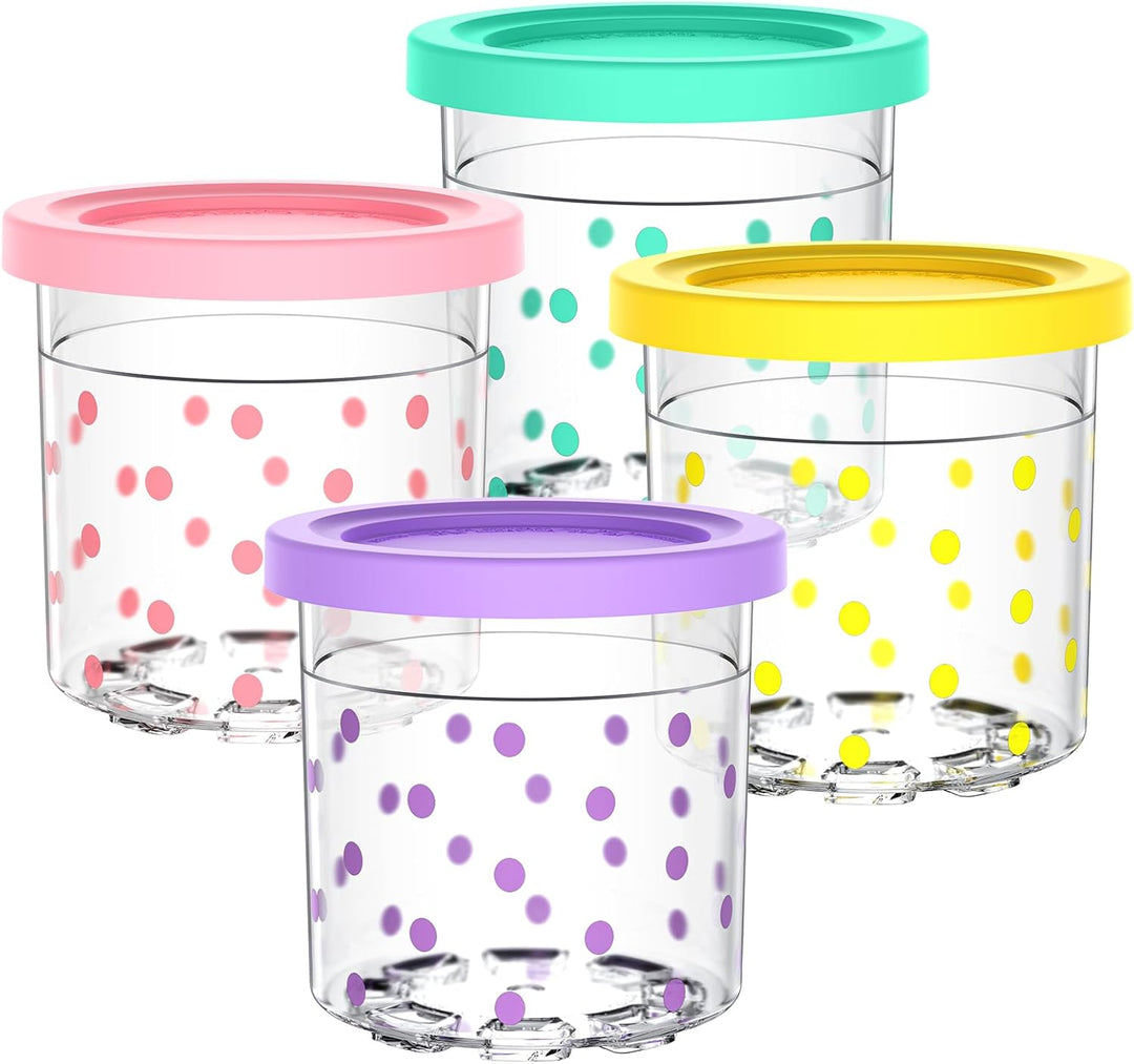 Generisch Kompatibel mit Ninja Creami Eismaschine NC300/NC301 Serie – Set aus 4 Eisbehältern in Pink