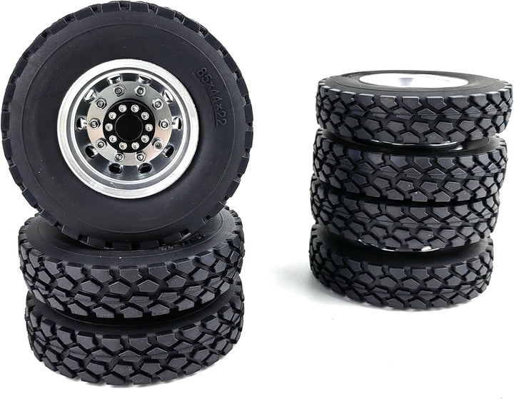 AXspeed 4 Stück Metall Rückseite Radnaben Felgen mit Reifen Set für 1/14 RC Tamiya Tractor Climbing