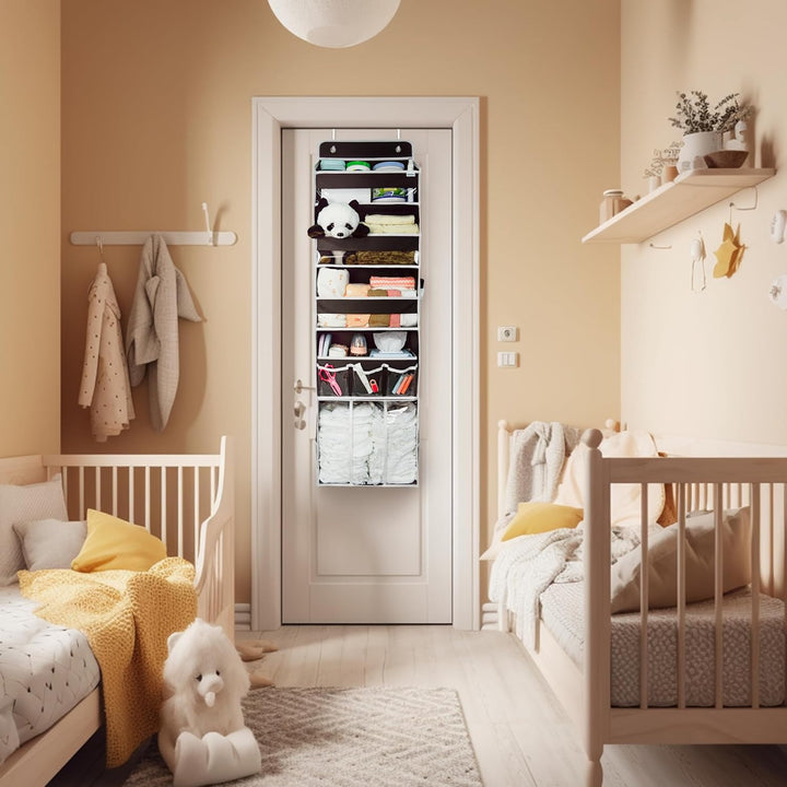 Aufbewahrungs-Organizer zum Aufhängen an der Tür, mit 3 Behältern, 1 bewegliche Baby-Wickeltasche, 1