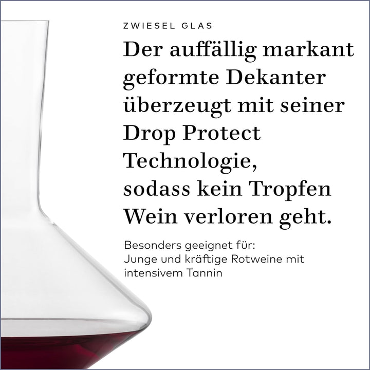 Zwiesel Glas Rotwein Dekanter Pure (1 Stück), edle Karaffe für Rotwein mit Drop Protect Technologie,