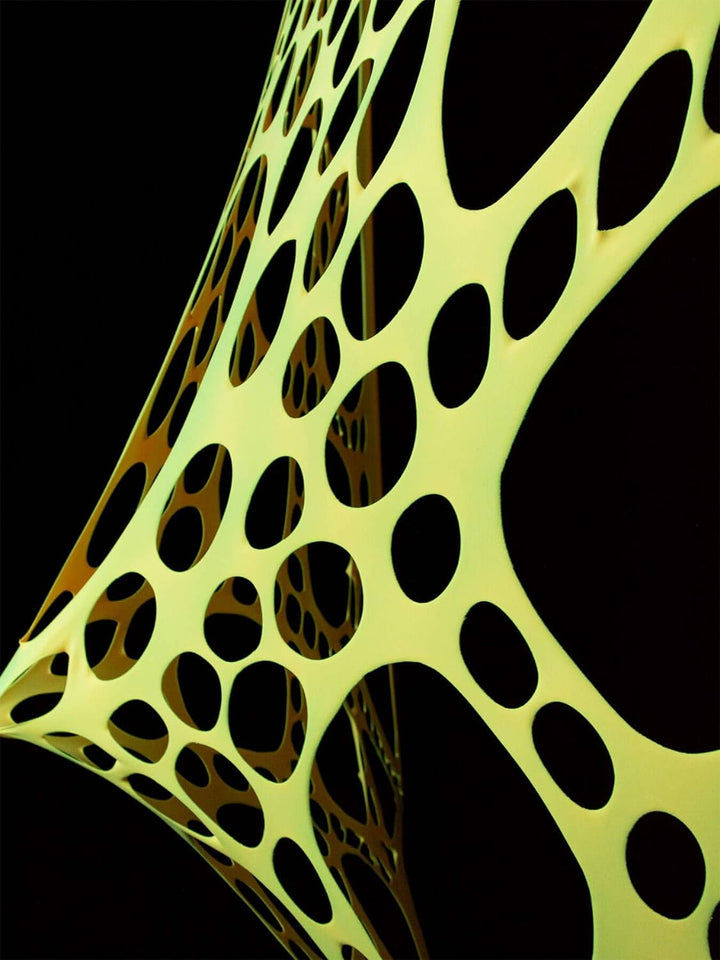 PSYWORK Schwarzlicht Segel Spandex Neon Spiderweb Sonnengelb, 3x3m, Sonnengelb