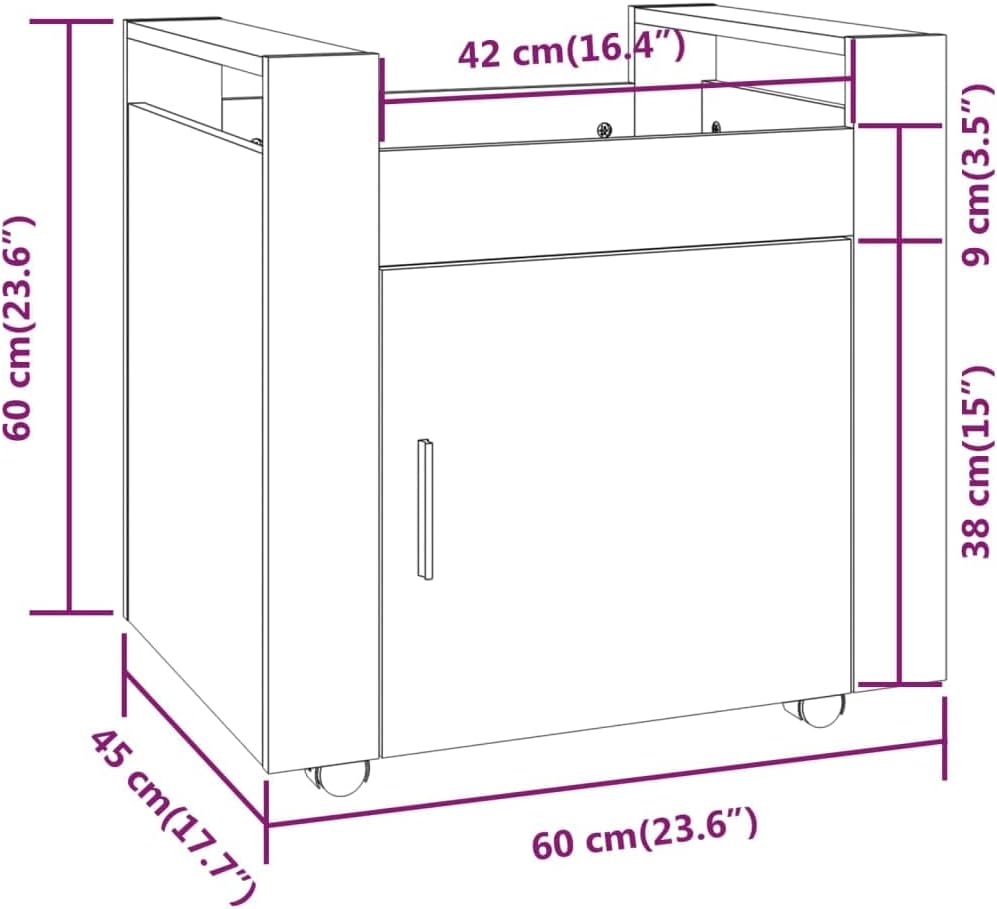 vidaXL Bürowagen, Rollcontainer mit viel Stauraum, Rollschrank für Wohnzimmer Büro Schlafzimmer, Bür