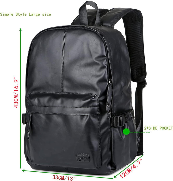 BAOSHA BP-08 TOP Laptop-Rucksack aus PU-Leder, Schul-Rucksack, Tasche, schwarz