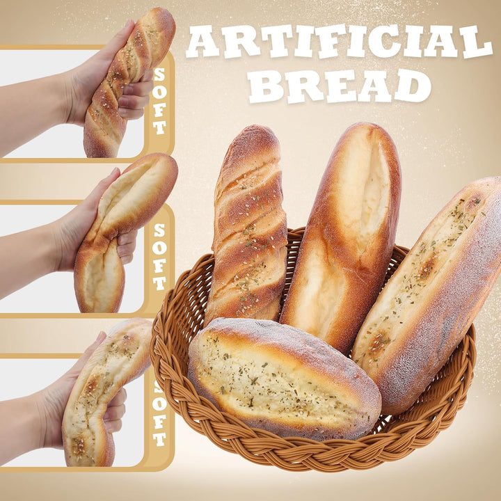 Gresorth 4 Stück Künstliche Brot Satz Gefälschte Drehung Meersamen Ananas Brot Realistisch für Heim