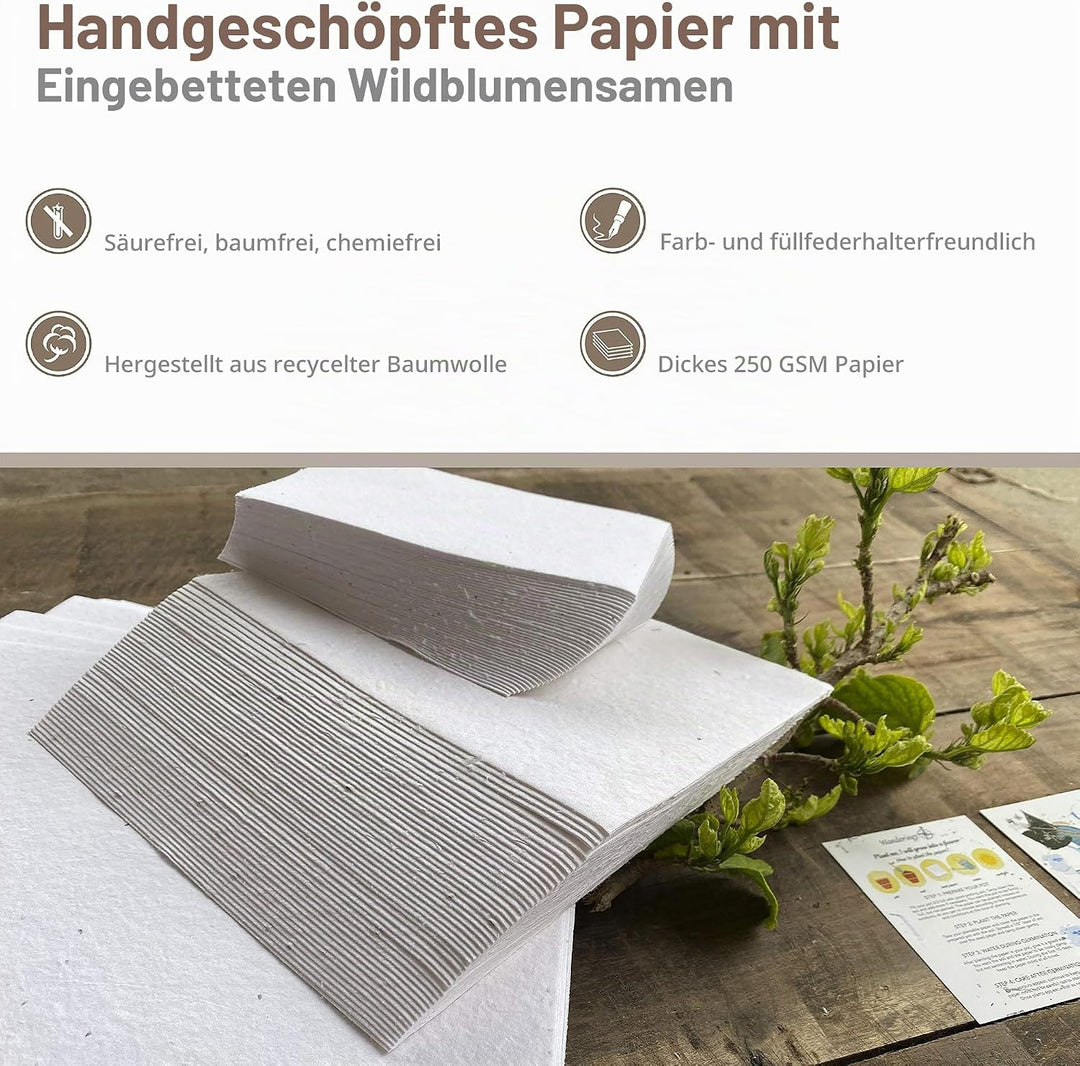 Wanderings Handgemachte Pflanzbare Blumensamen-Papierumschläge - 11 x 16cm - 25 Stück -Perfekt Für E