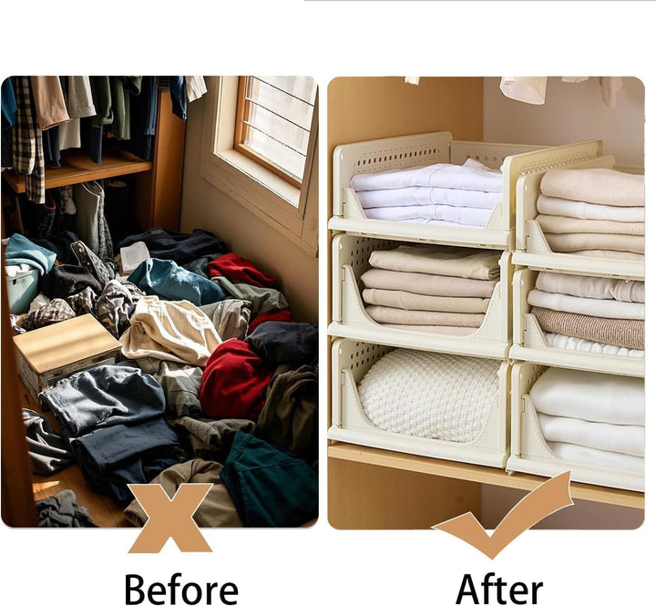 RMAN 6 Stück Kleiderschrank Organizer Faltbare Schrank Organizer Schubladenboxen Stapelbar Aufbewahr