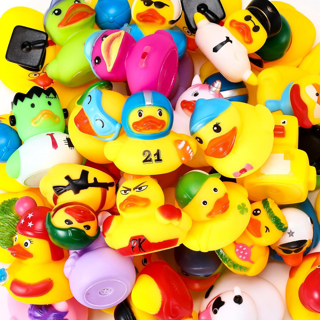 24 Stück Badeente Kinder Gummi Enten Lustige Badeenten Bunt Quietscheente Kleine Badespielzeug für K
