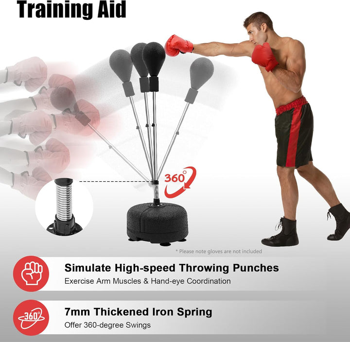 Punchingball Boxsack mit Ständer Höhenverstellbarer 120-160 cm, Standbox-Trainer Standboxball Speedb