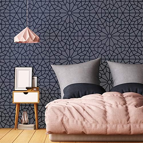 NAKLEO Wiederverwendbare Kunststoff-Schablonen - 59x95cm - Marokkanisch Maurisch Geometrisch 12 - Gr