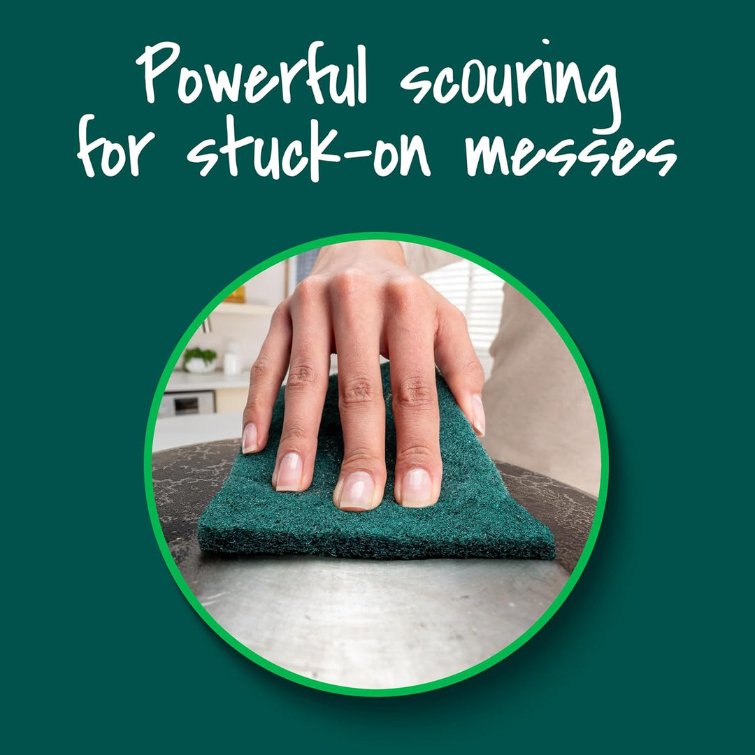 Scotch-Brite Scour Pad Robuste Scheuerschwämme für Küche und Geschirr, Gusseisen, Grün, 30 30 Pads S