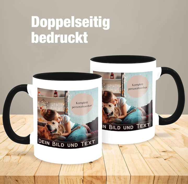Tasse Tassen 325ml - eigenem - Foto Bild Geschenk I Dein Bild und Text - 325 ml - Schwarz - fototass