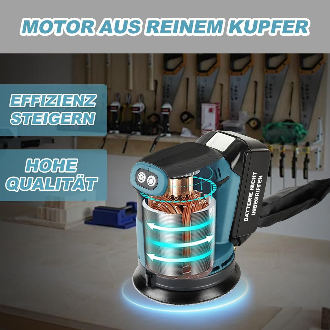 Exzenterschleifer Kompatibel mit Makita 18 V Akku 3 Leistungsstufe Schwingschleifer 125MM Exentersch