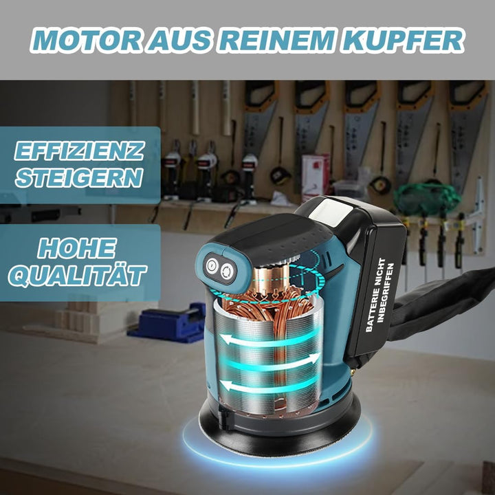 Exzenterschleifer Kompatibel mit Makita 18 V Akku 3 Leistungsstufe Schwingschleifer 125MM Exentersch