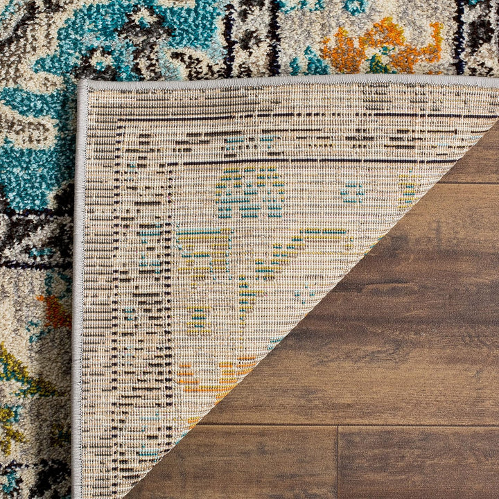 SAFAVIEH Boho Teppich für Wohnzimmer, Esszimmer, Schlafzimmer - Monaco Collection, Kurzer Flor, Grau