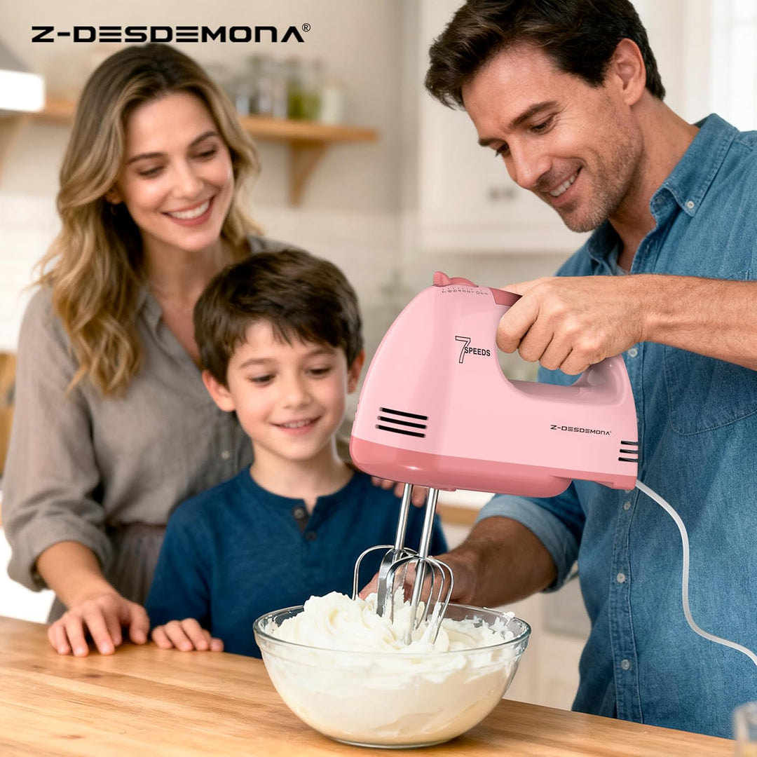 Elektrischer Handmixer, Kleine Lebensmittelmischer 7 Geschwindigkeiten Handmischer, 304 * (2 * Beate