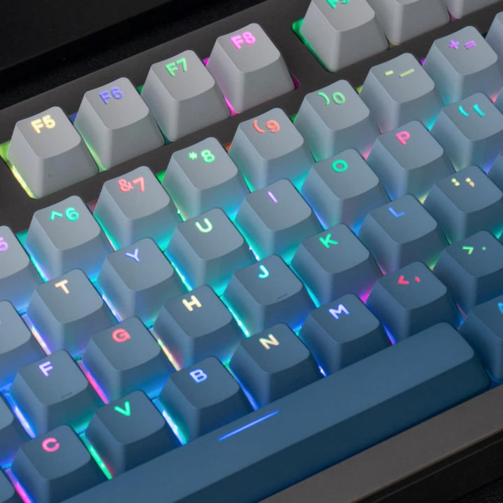 123 Tasten Double Shot PBT Tastenkappen OEM Profil Gradient Blue Backlit Keycaps für 61/87/104/108 C