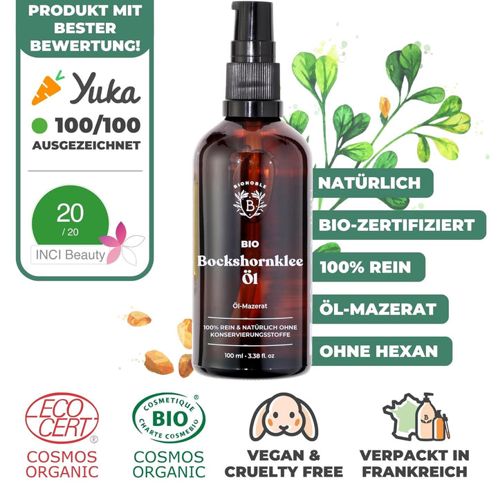 BIONOBLE Bio Bockshornklee Öl - Strafft und Formt Brust und Po - 100% Natürliches Bockshornkleeöl -
