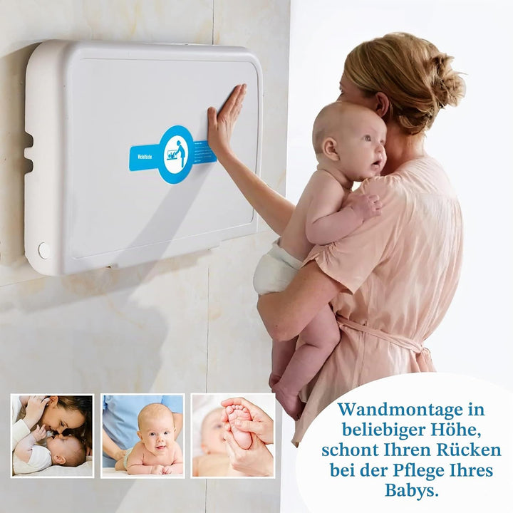 Wandmontierter Wickeltisch, klappbarer Wickeltisch, Wickelstation mit Sicherheitsgurt, horizontaler