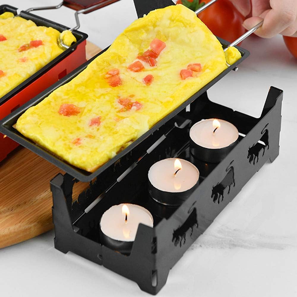 TAMUME Käse Griller Käse Schmelzgerät Tragbar Kerzenlicht Raclette-Metall Antihaft-Käsepfanne (Nero)