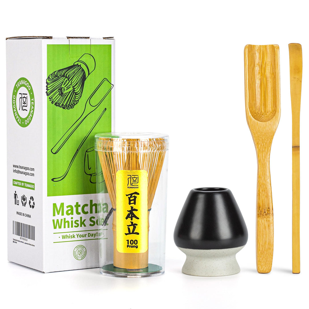 TEANAGOO Matcha Set| MatchaBesen| matcha zubehör,Matcha Schneebesen (Chasen), Bambusschaufel (Chasha