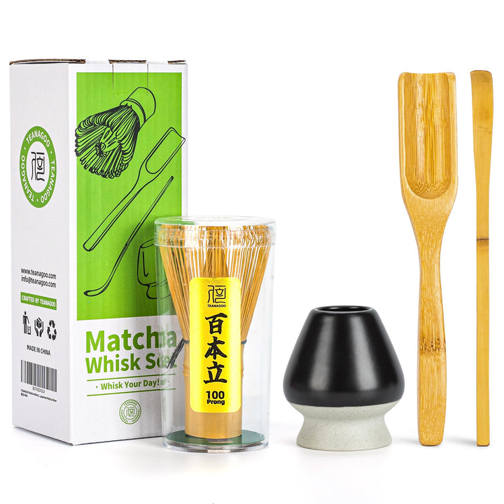 TEANAGOO Matcha Set| MatchaBesen| matcha zubehör,Matcha Schneebesen (Chasen), Bambusschaufel (Chasha